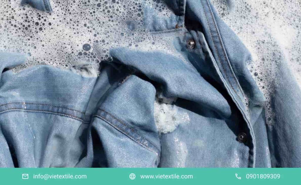 quy trình giảm loang màu bleach wash 